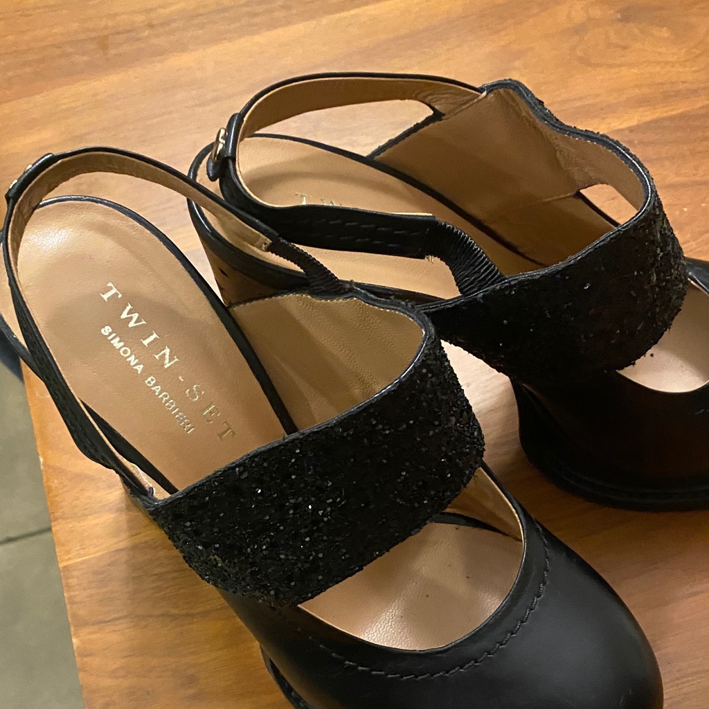 Twin-Set Black Glitter Heels
